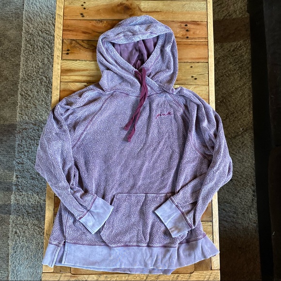 PINK Victoria's Secret Tops - Victoria’s Secret Pink Fuzzy Lived In Hoodie Mauve Large